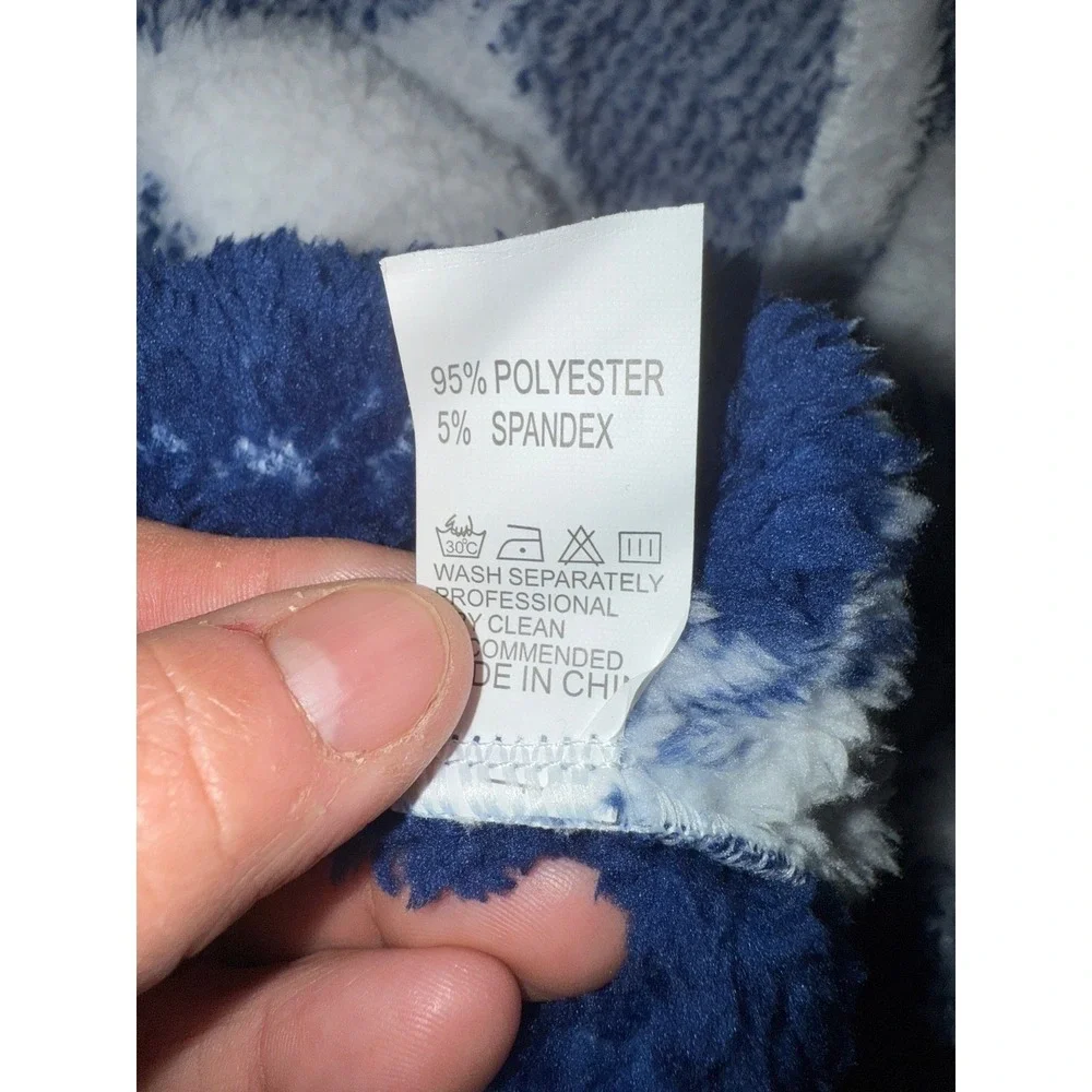 Womens Plaid Sherpa Fleece Shacket‎ Jacket Oversized Blue White XL - Picture 5 of 7